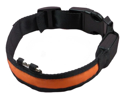 Collar Luminoso Led Recargable Para Mascotas Naranjo Talla L