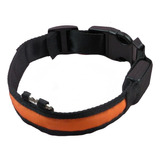 Collar Luminoso Led Recargable Para Mascotas Naranjo Talla L