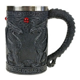 Taza Tazón Xl Silver Celta Twin Dragon Fire Drakes