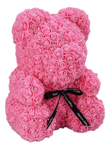 Oso Rosa Con Diamante De Cristal, Flor Eterna, Osito Peluche