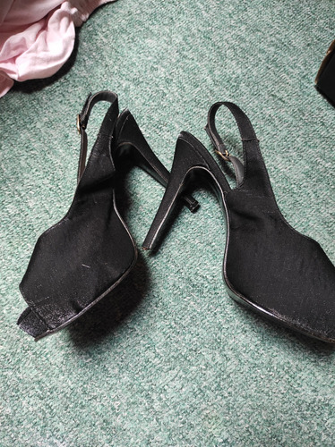Zapatos Altos Negros De Raso Mujer N°38