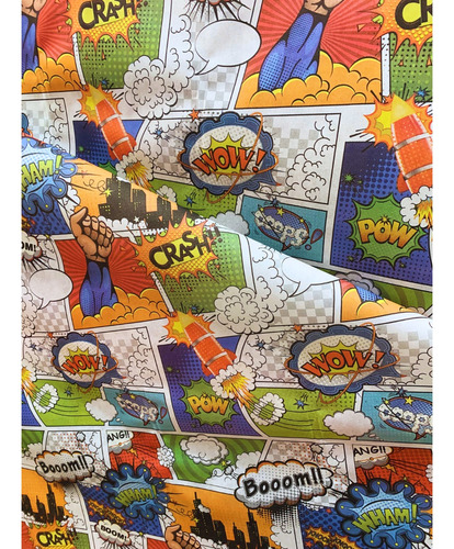 Tnt Estampado Decorado Super Herois Em Quadrinho 4m X 1,40m