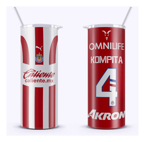 Termo 20oz Personalizado Skinny Con El Jersey De Tu Equipo