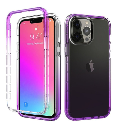 Funda 360 Para iPhone Uso Rudo Bicolor Transparente 