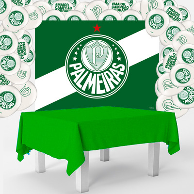 Kit Festa Palmeiras Decoração Aniv Toalha +25 Balões +painel