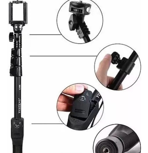 Monopod Baston Selfie 1,27 M Bluetooth Para Cámara Celulares