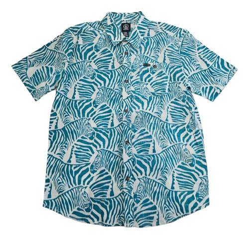 Camisa Volcom Zebra Palm Leaf Juvenil Casual Talla 16 Años 