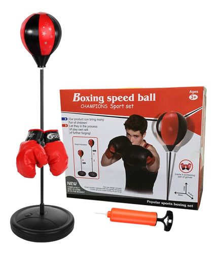 Set De Boxeo Juego + Guantes Base Ajustable De 115 Cm