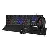 Kit Gamer Led Teclado Mouse 3200dpi Headset Mousepad Grande