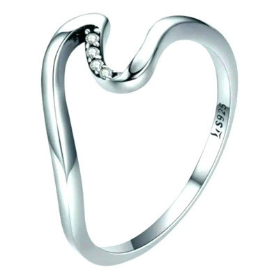 Europeo Anillo Banda De Rock Cristal Cz Plata S925 #7 Blanco #7