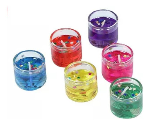 Set X 24 Velas Velitas Gel Color Porta Vela Vidrio