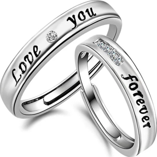 Anillos Compromiso Plata 925 Ajustable Pareja Amor Regalo