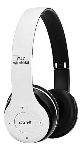 Audifono Diadema P47 Bluetooth Aux Sd Card Manos Libres Color Blanco