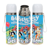 Garrafa Bluey Nome Personalizado Térmica Em Inox 450ml