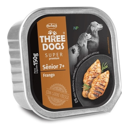 Alimento Perros Senior 7+ Three Dogs Pate De Pollo 150gr. Np