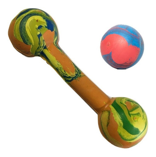 Pelota Y Hueso Con Bocha Caucho Goma Combo Juguete Perro N 3