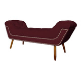 Recamier Divã Pé De Cama Sienna Solteiro 90cm Suede Bordo