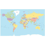 Vinilo Mapa Infantil En Español Paises - 1.50mx90cm
