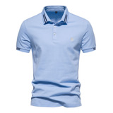 Camisa Polo Algodón Solapa Bordado Casual Hombre