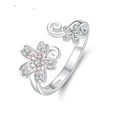 Anillo Plata 925 Ajustable Flor De Cerezo Sakura Joyas Mujer