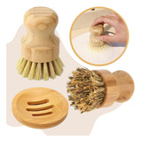 Kit Limpieza Cocina Cepillo Lava Trastes Con Base Madera F