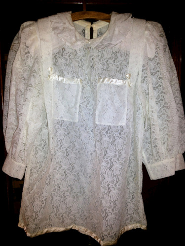 Blusa De Encaje Importado Color Blanco. Talle M