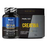 Bcaa 120 Caps Growth + Creatina Pura 300g Probiotica