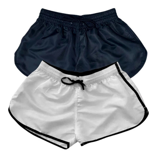 Shorts Feminino Tactel Academia Kit 2 Peças Cores Lisas Top