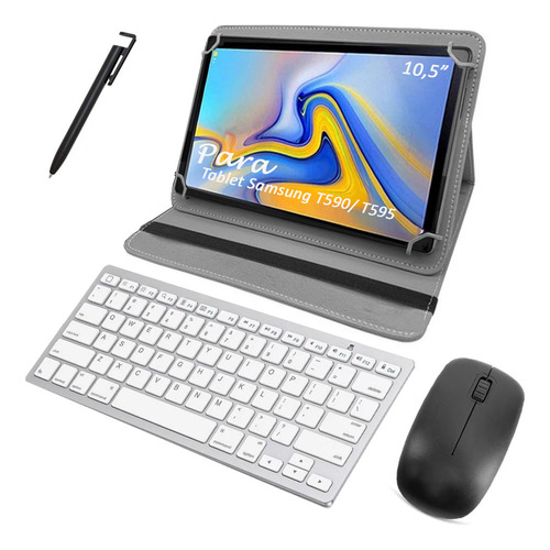 Melhor Capa Teclado E Mouse Para Tablet Samsung T595+ Caneta