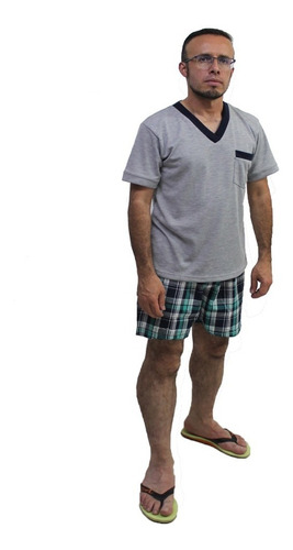 Pijama Pantaloneta  Y Camiseta Para Hombre En Algodón 