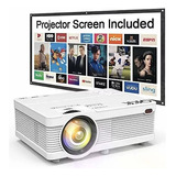 Mini Proyector Qkk  6500lumens Con Pantalla Tela Telon