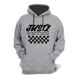 Buzo Hoodie Urbano Moto Retro Flag Melange Just1