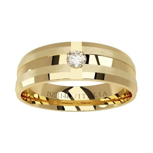 Anillo Bizzarro Oro Amarillo 14k Con Diamante De 3 Pts 6 Mm