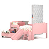 Cama Bella Montessoriana Com Baú Organizador E Colchão Infantil Para Quarto De Criança Cor Rosa