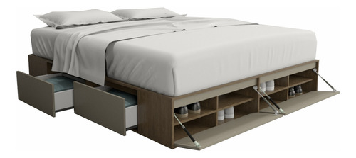 Cama Box Cajonera Con Zapatero P/sommier King  180x200