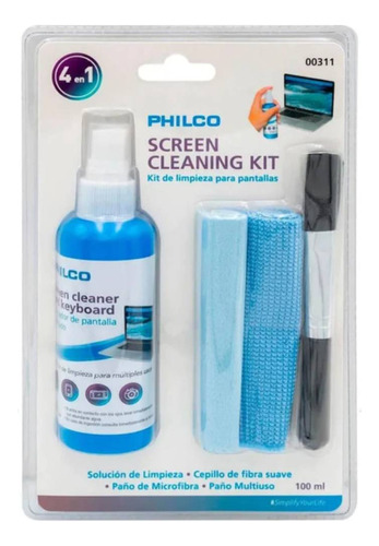 Philco Set De Limpieza 4 En 1 Spray Con 2 Paños Y Brocha