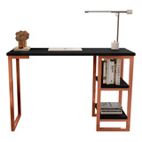 Escrivaninha Mesa Home Office Estilo Industrial Pés Cobre