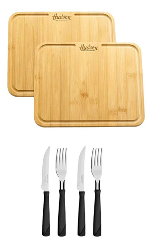 Set Plato Asado Rectangular X2 Cubiertos New Kolor X4