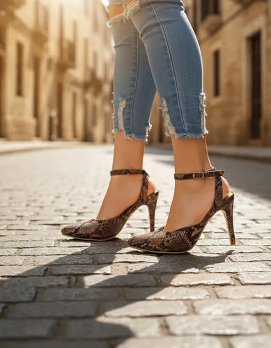 Zapatillas Stiletto Tacón Alto 10 Cm, Talón Abierto -0070