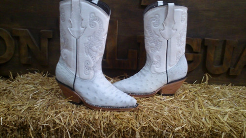 Botas De Avestruz Original Con Tacon Cubano 