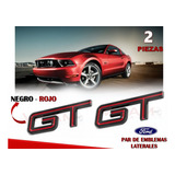 Par De Emblemas Laterales Mustang Gt Rojo Con Negro 