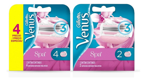 Pack Cartuchos Para Afeitar Gillette Venus Spa, 6 Unidades