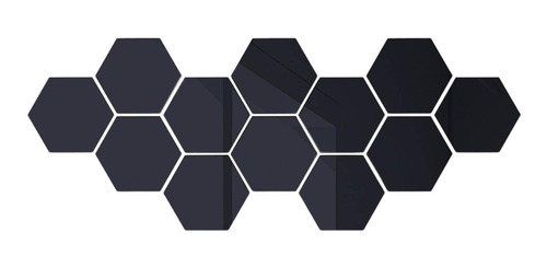12pzs Acrilico Decorativo Espejo Hexagonal Adhesivo Negro