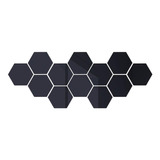 12pzs Acrilico Decorativo Espejo Hexagonal Adhesivo Negro