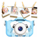  Camera Digital Infantil Foto Filma Com Capa Azul Cachorro