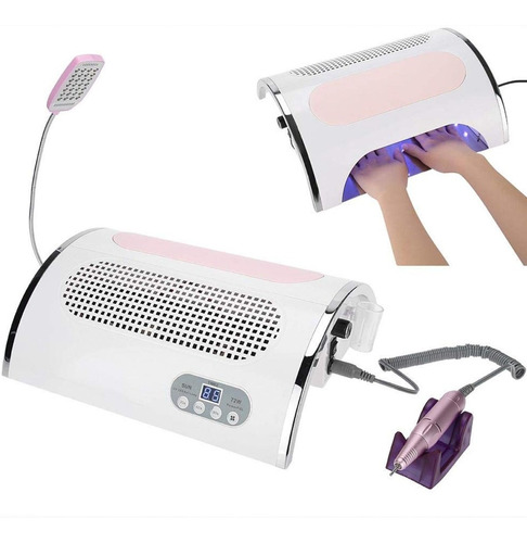 Lampara Uv Led Con Colector De Polvo De Uñas Y Pulidor