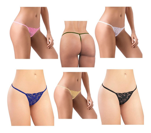 Tanga Encaje Lencería Mujer Tanga Hilo Pack X 6 Unidades