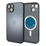 Capa Magsafe Vidro Temperado Para iPhone 14 - Grafite Preto