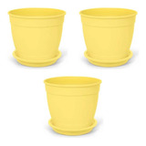 3x Vaso Aquarela Com Prato 2,5 (1l) Amarelo Nutriplan