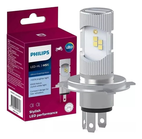Lámpara Moto H4 Led Philips Hs1 +130% Blanco 12v